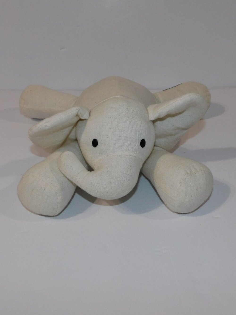 Rise Little Earthling Cream Elephant 13" Cotton Linen Stuffed Baby toy Lovey